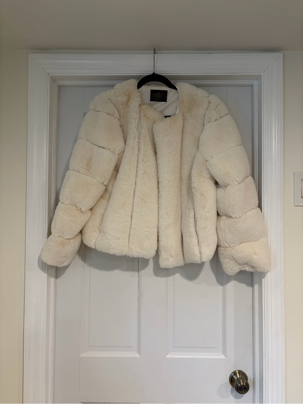 Women's Cream Faux Fur Teddy Jacket by